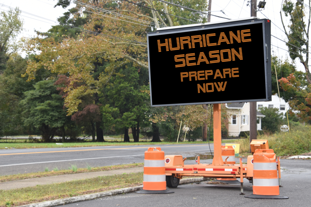 sign reading Hurricane Season Prepare Now - specialty oil supply security